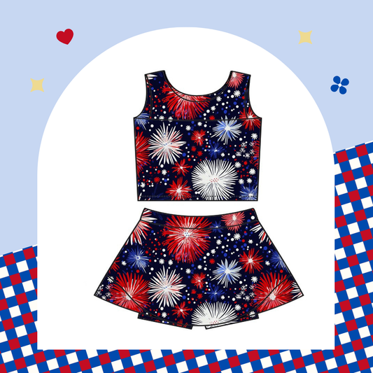 USA Red white and Blue Skirt and Tank Top Set, Baby Girl Bummies, Mouse Skirt, Baby Bummies, Toddler Dress, Baby Girl Outfit, Fourth of July