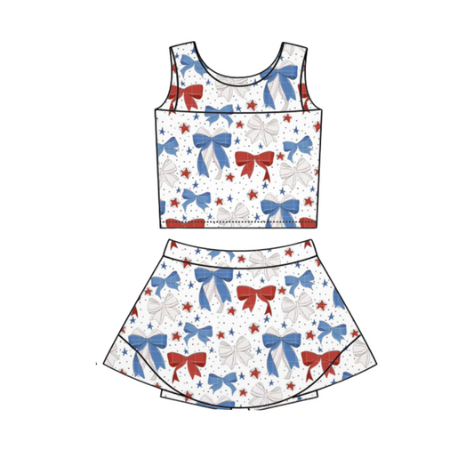 USA Red white and Blue Skirt and Tank Top Set, Baby Girl Bummies, Mouse Skirt, Baby Bummies, Toddler Dress, Baby Girl Outfit, Fourth of July